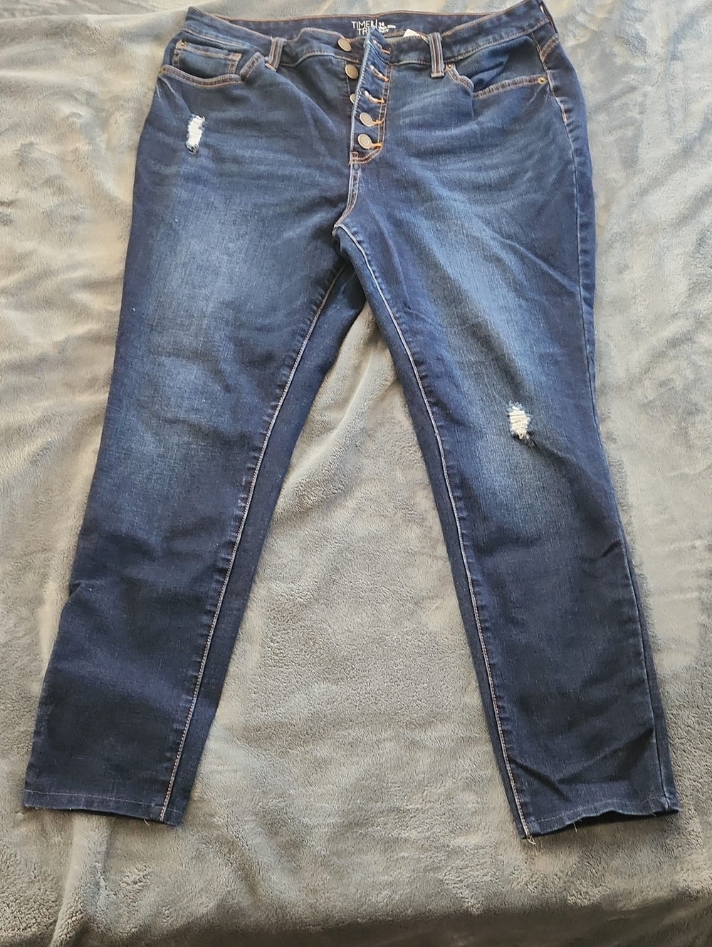 Time and Tru Dark Blue Skinny Jeans with Distress